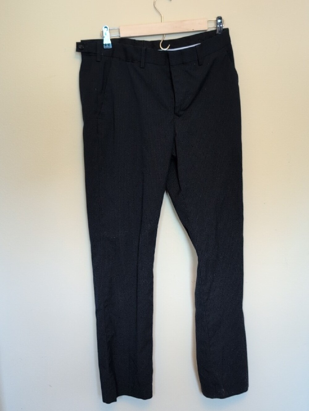 Express Photographer Black Pin Stripe Dress Pants 30x32 Side Tab